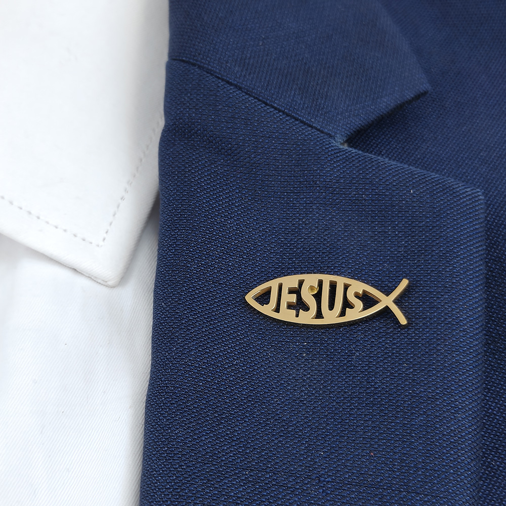 Embroidery Jesus - Trendy religious elements brooch Jesus fish