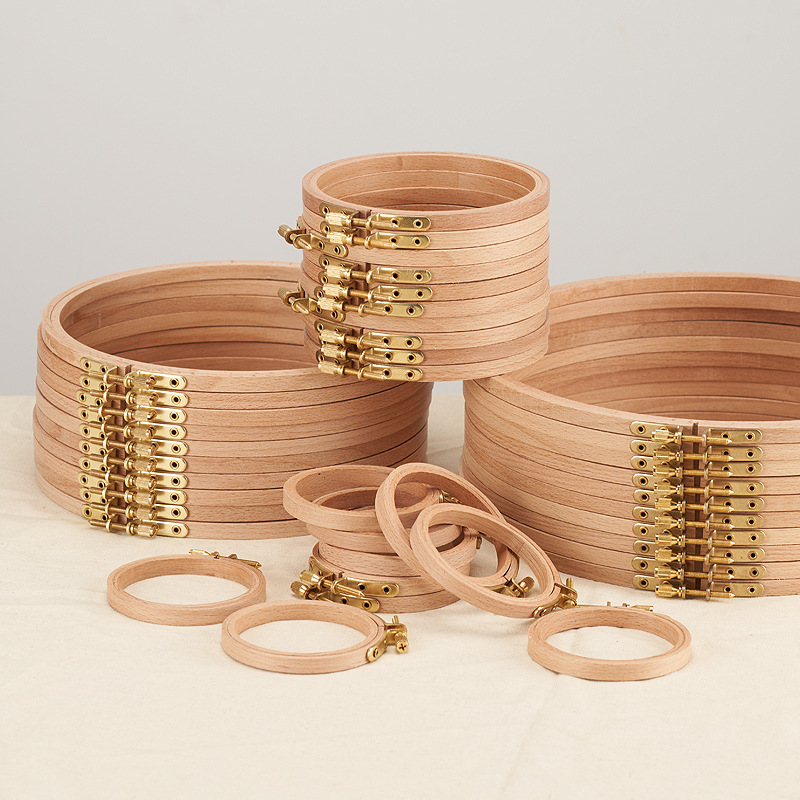Embroidery Hoop Stand - 4-12inches Beech Round Wooden Embroidery Hoops
