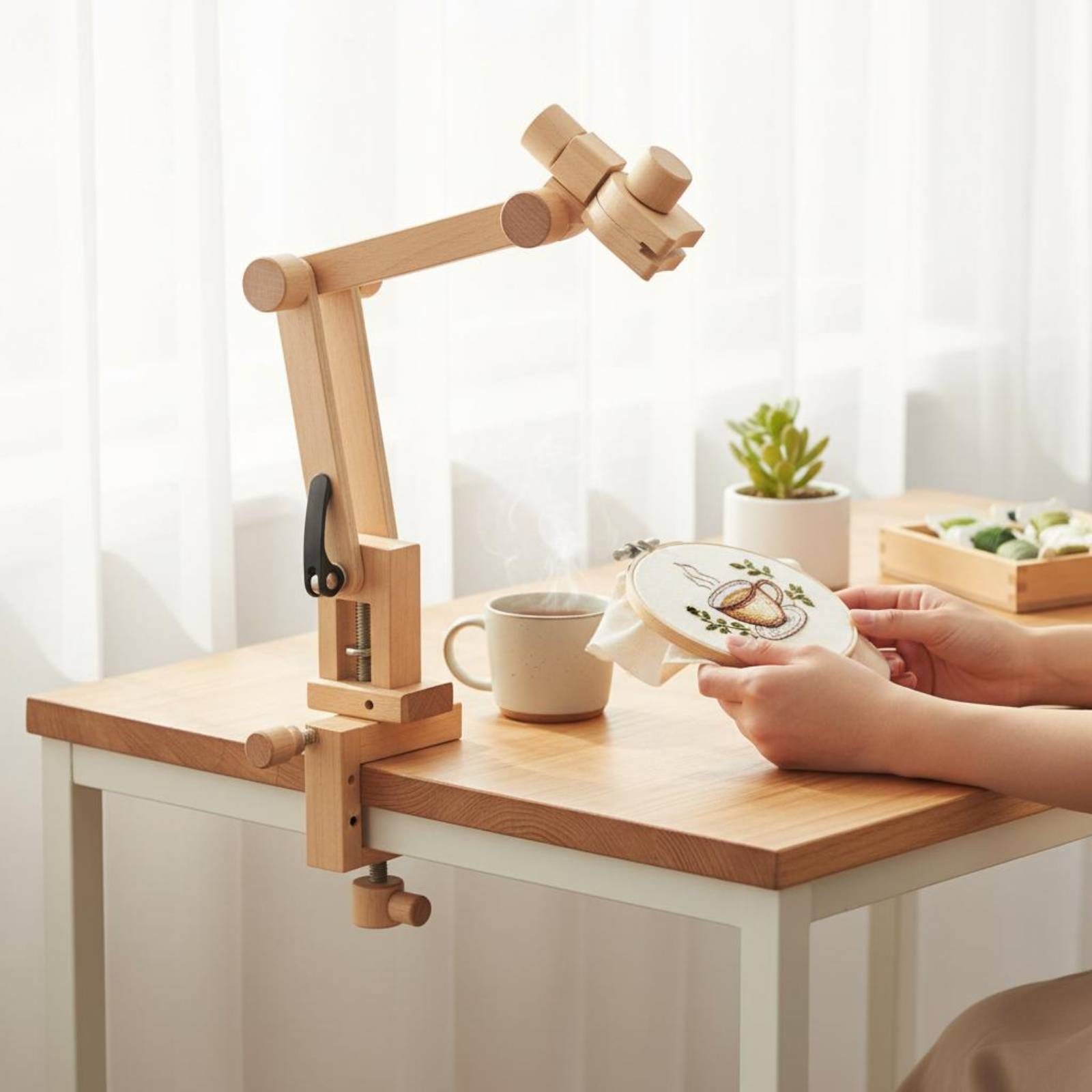 Embroidery Hoop Stand - Table Clamp Embroidery Stand Foldable Design