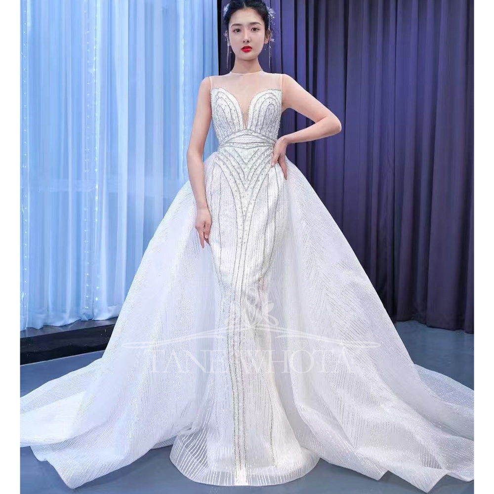 Embroidery Organza - Sexy Mermaid Fit Wedding Dress Vestidos
