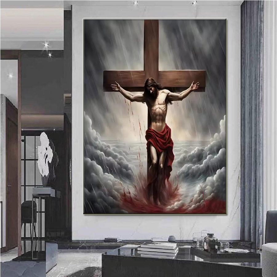 Embroidery Jesus - Lamb of God and Cross Scared
