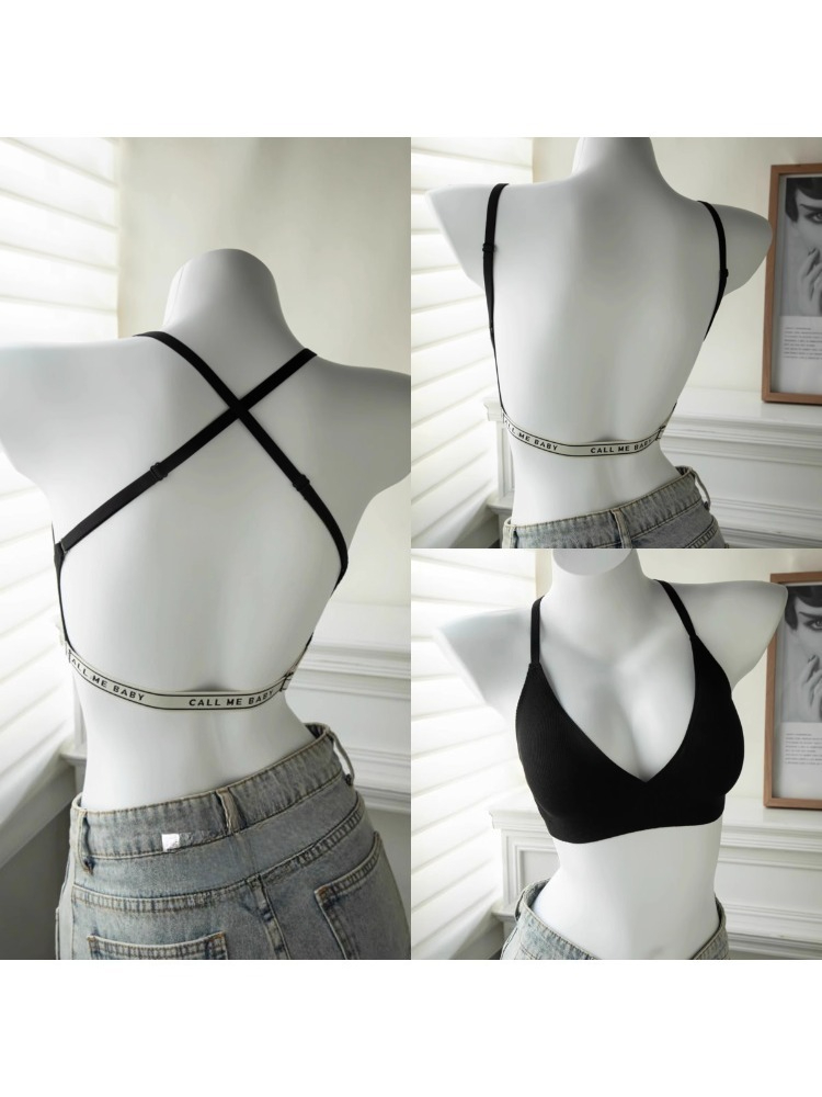 Embroidery Letter N - YUQI Deep U-Shaped Backless Bra Summer