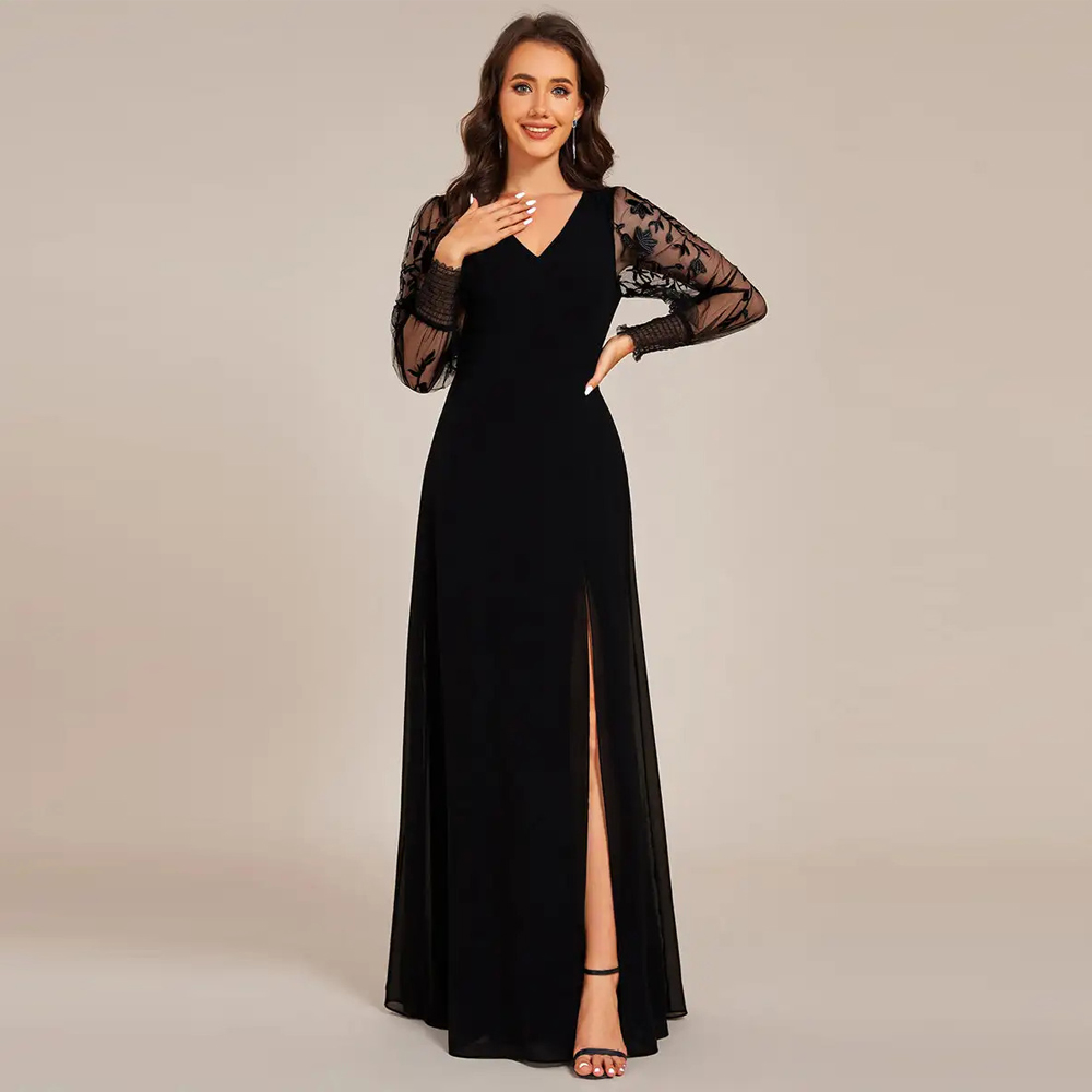 Embroidery Ribbon - BAZIIINGAAA Party Dress Elegant Embroidery See-Through