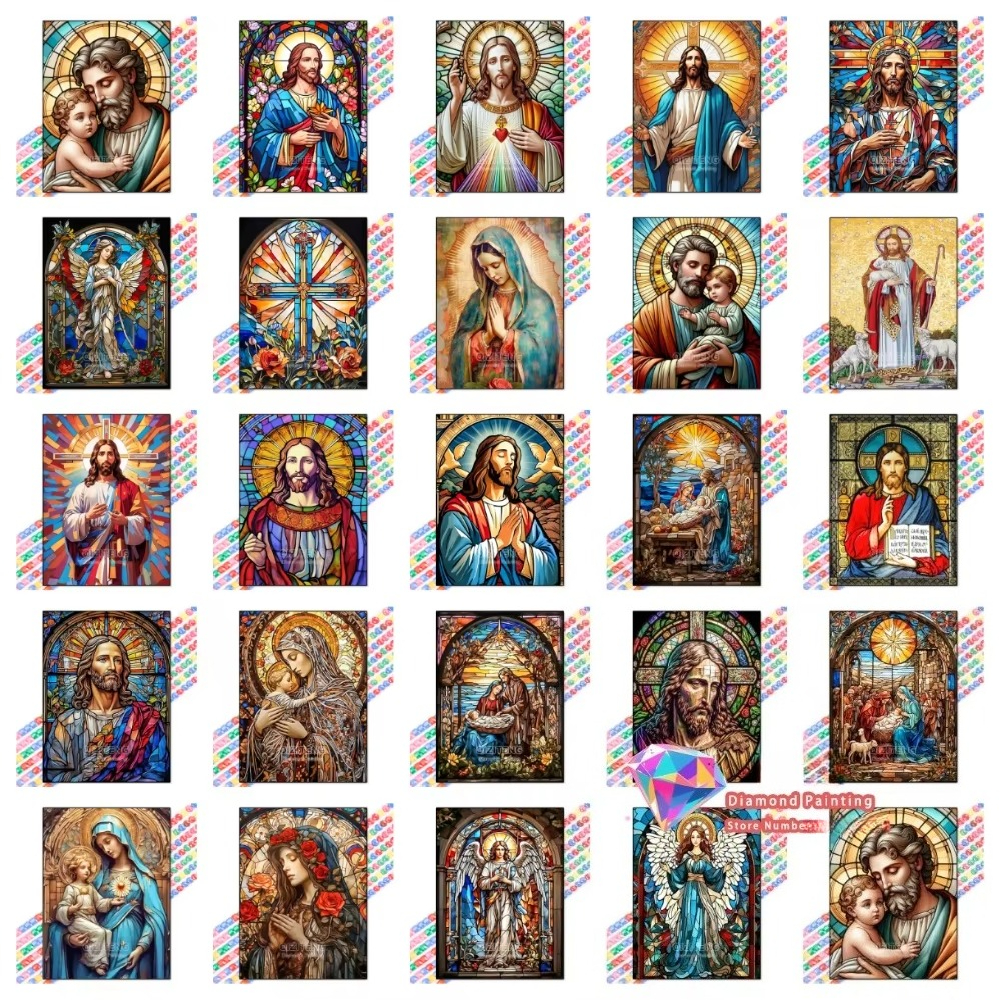 Embroidery Jesus - 1PC frameless Easter Jesus Square Round