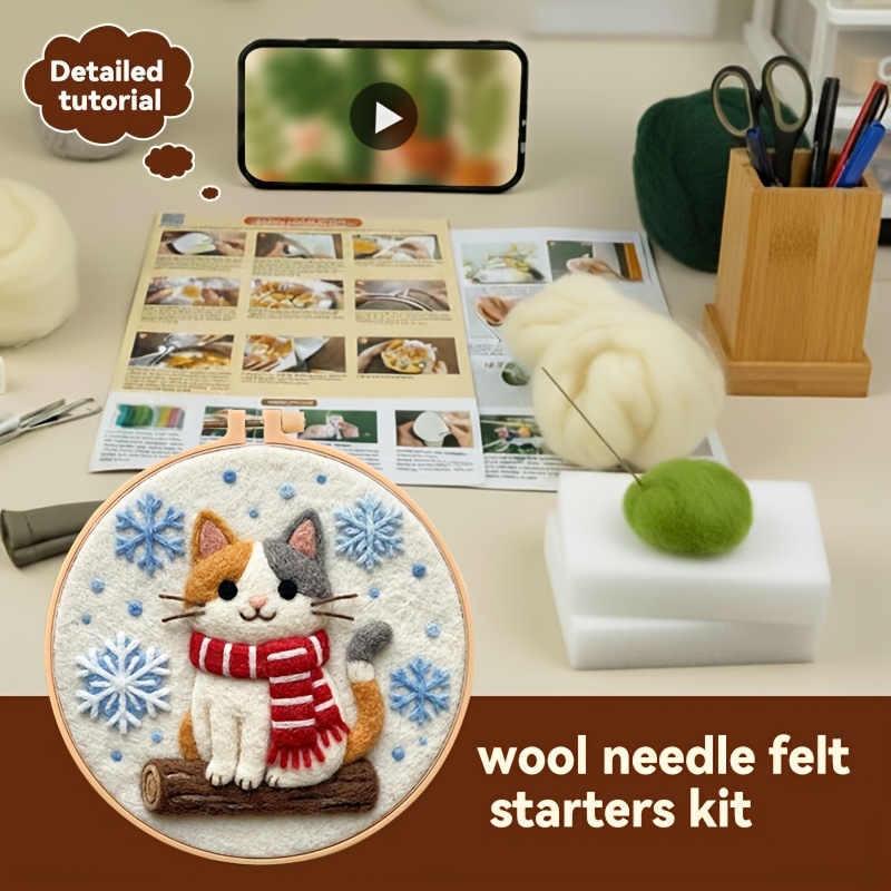 Cute Cat Red Scarf Felt Embroi - Embroidery Xmas Kits recensione e prezzo