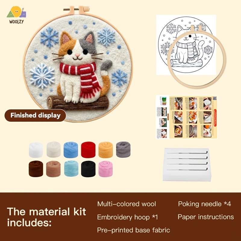 Cute Cat Red Scarf Felt Embroi - Embroidery Xmas Kits recensione e prezzo