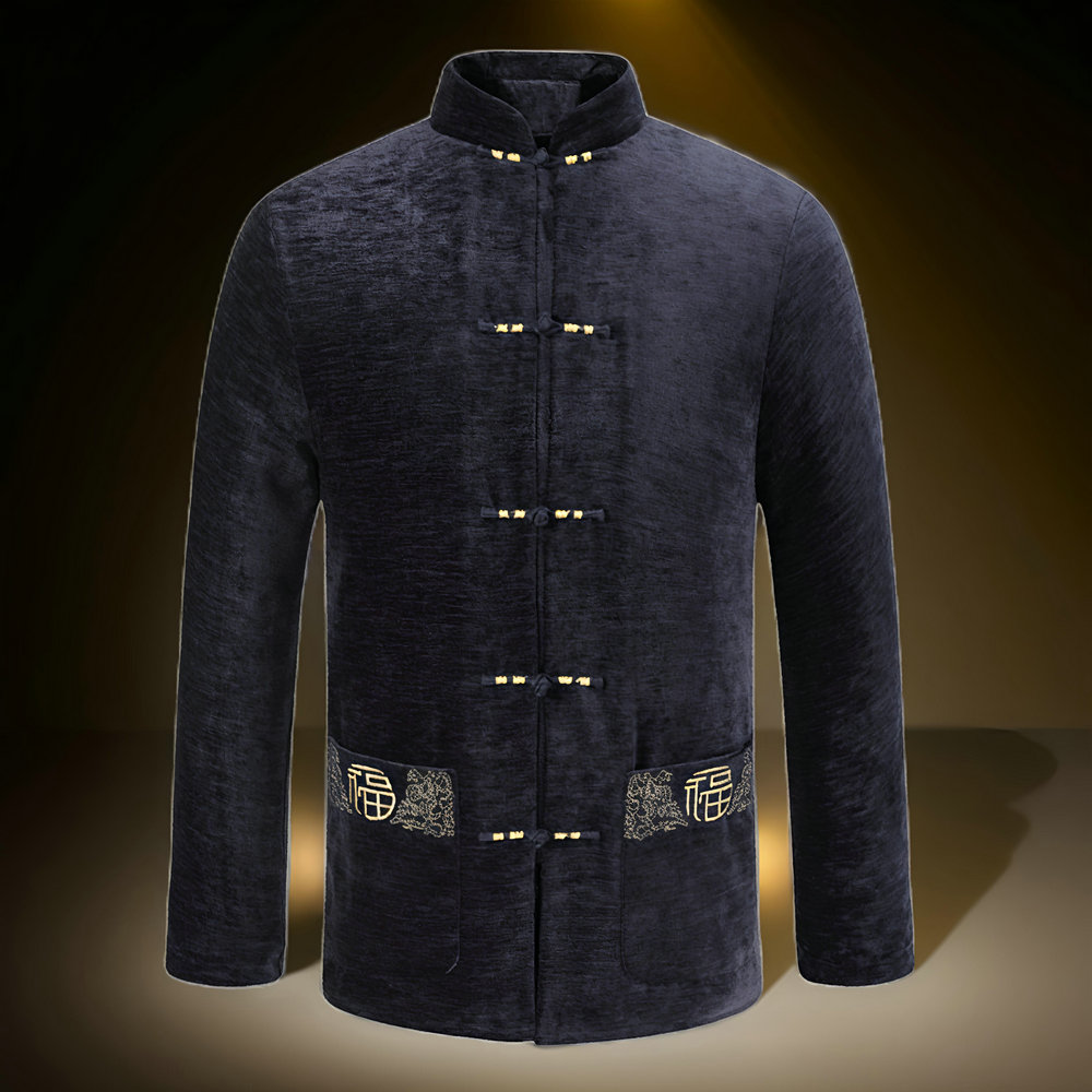 Men Velvet Fleece Lined Jacket - Embroidery Online Design recensione e prezzo