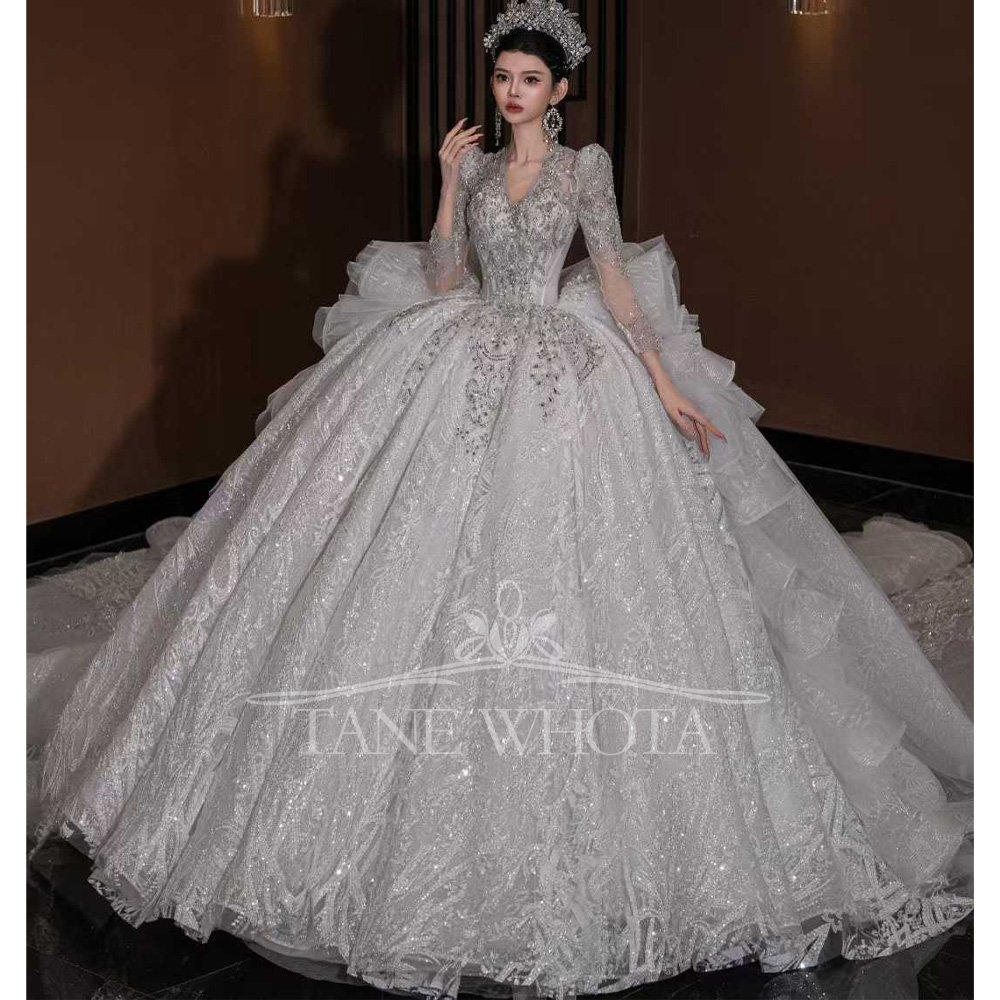 Luxury V Neck Wedding Dress Lo - Embroidery Organza recensione e prezzo