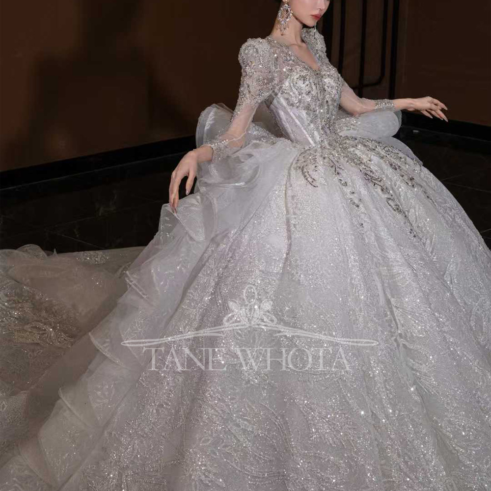 Luxury V Neck Wedding Dress Lo - Embroidery Organza recensione e prezzo