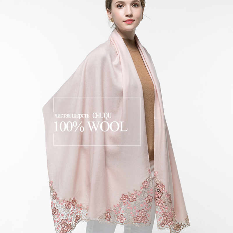 100% Real Wool Pink Scarf Wome - Embroidery Pashmina recensione e prezzo