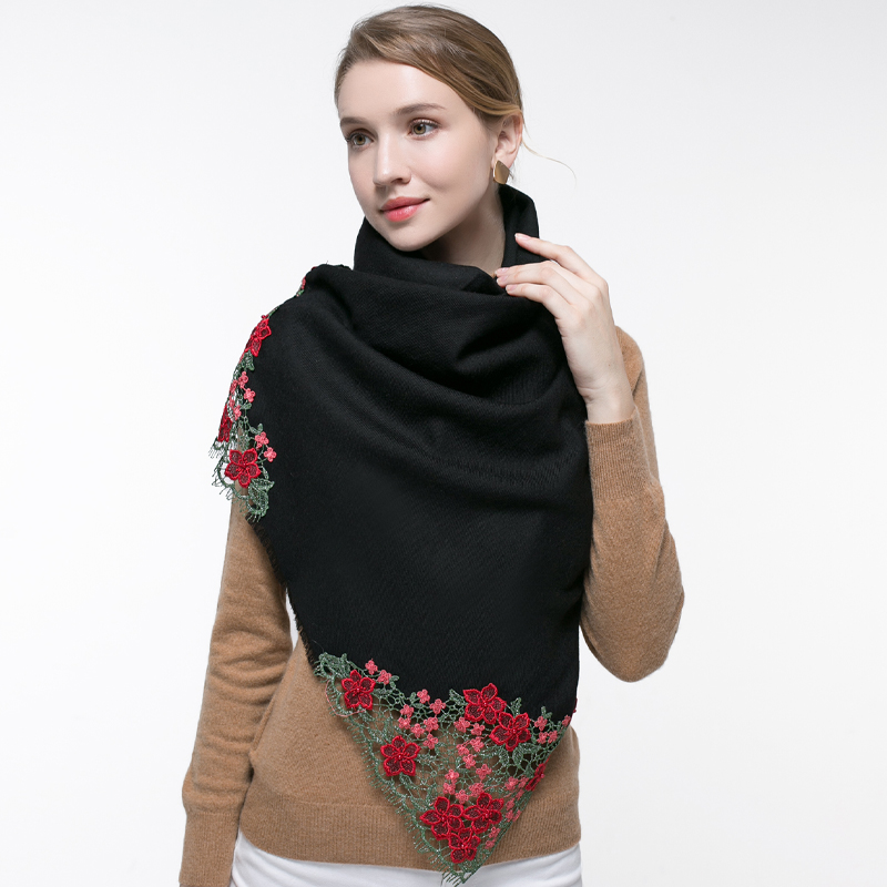 100% Real Wool Pink Scarf Wome - Embroidery Pashmina recensione e prezzo