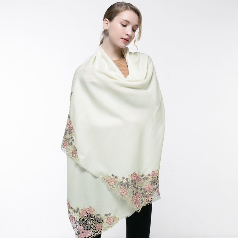 100% Real Wool Pink Scarf Wome - Embroidery Pashmina recensione e prezzo