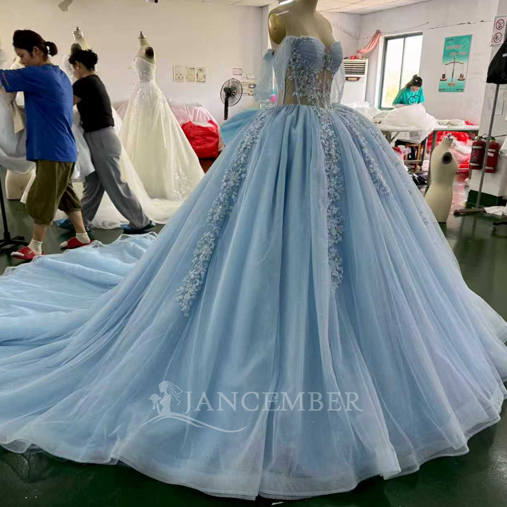 Blue Princess Ball Gown Quince - Embroidery Organza recensione e prezzo