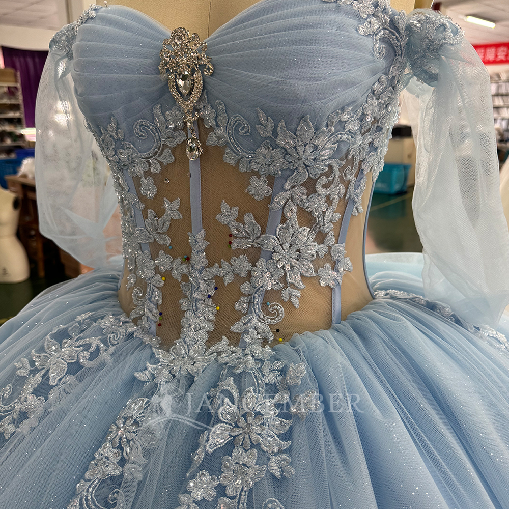 Blue Princess Ball Gown Quince - Embroidery Organza recensione e prezzo