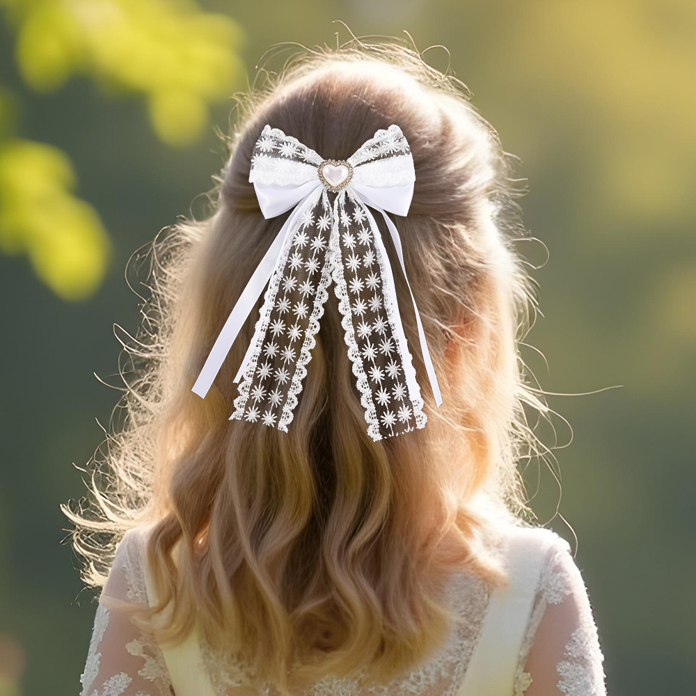 2Pcs Flower Lace Bow Hair Clip - Embroidery Ribbon recensione e prezzo