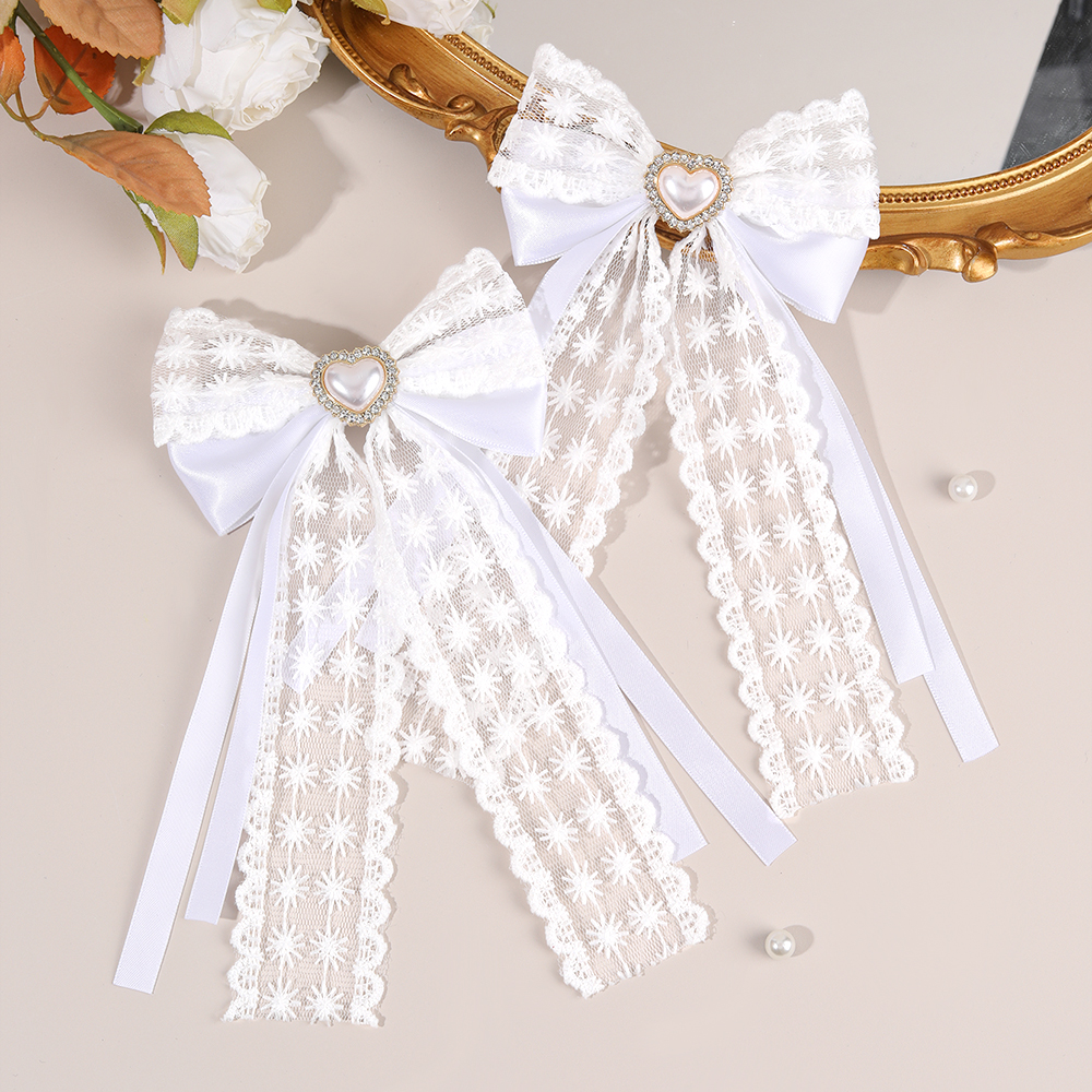 2Pcs Flower Lace Bow Hair Clip - Embroidery Ribbon recensione e prezzo