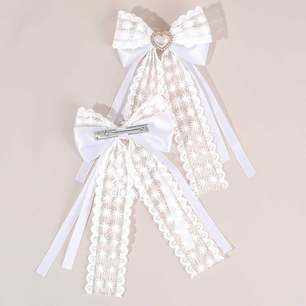 2Pcs Flower Lace Bow Hair Clip - Embroidery Ribbon recensione e prezzo
