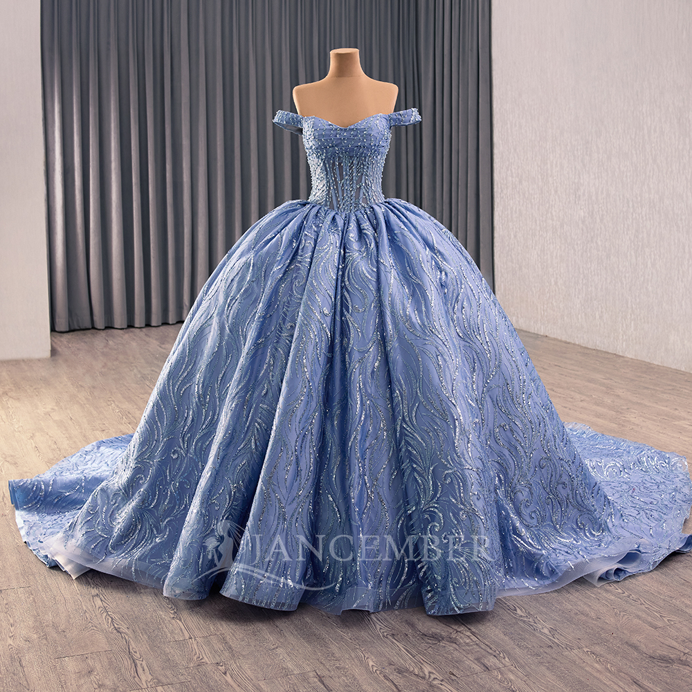 Customized Blue Quinceanera Dr - Embroidery Organza recensione e prezzo