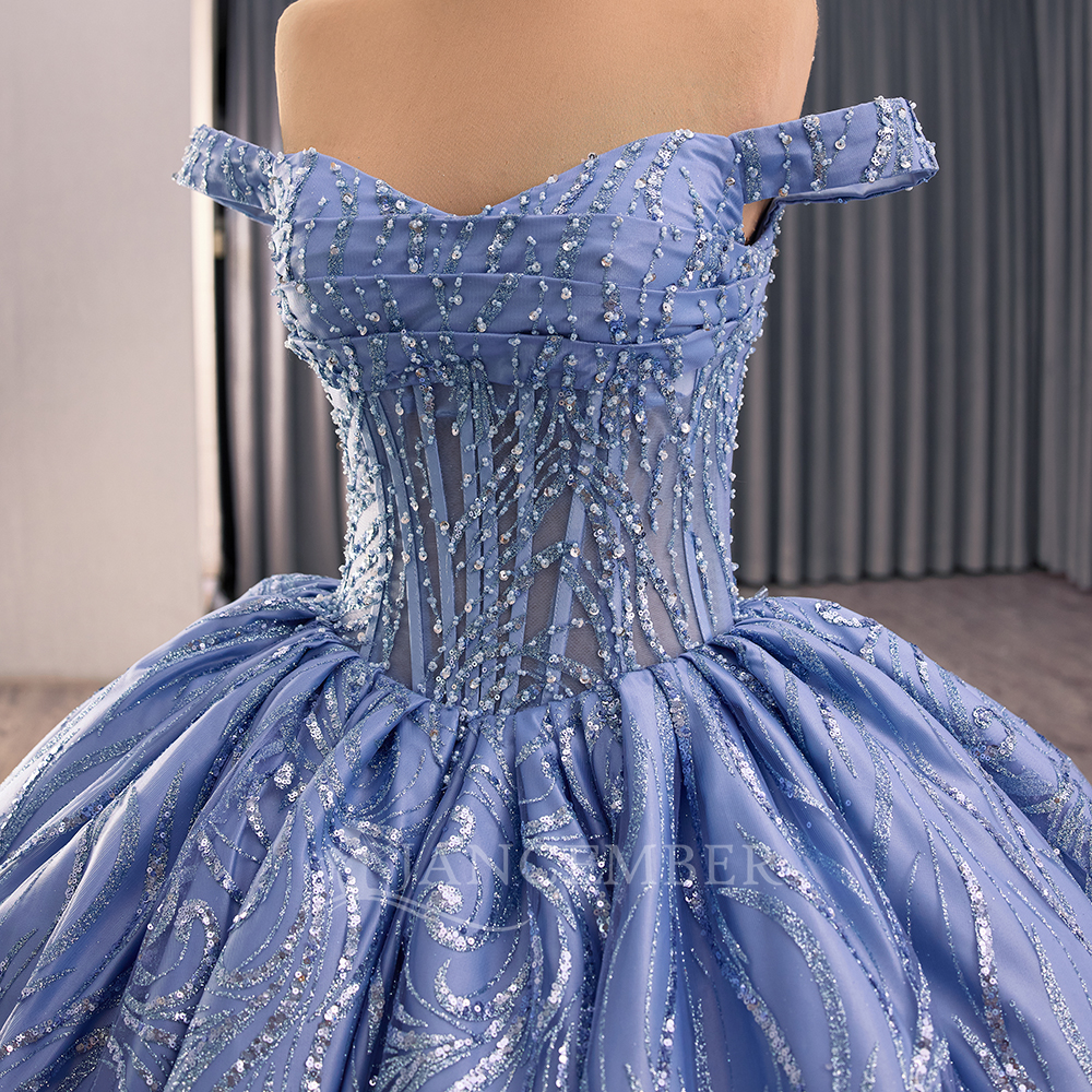 Customized Blue Quinceanera Dr - Embroidery Organza recensione e prezzo
